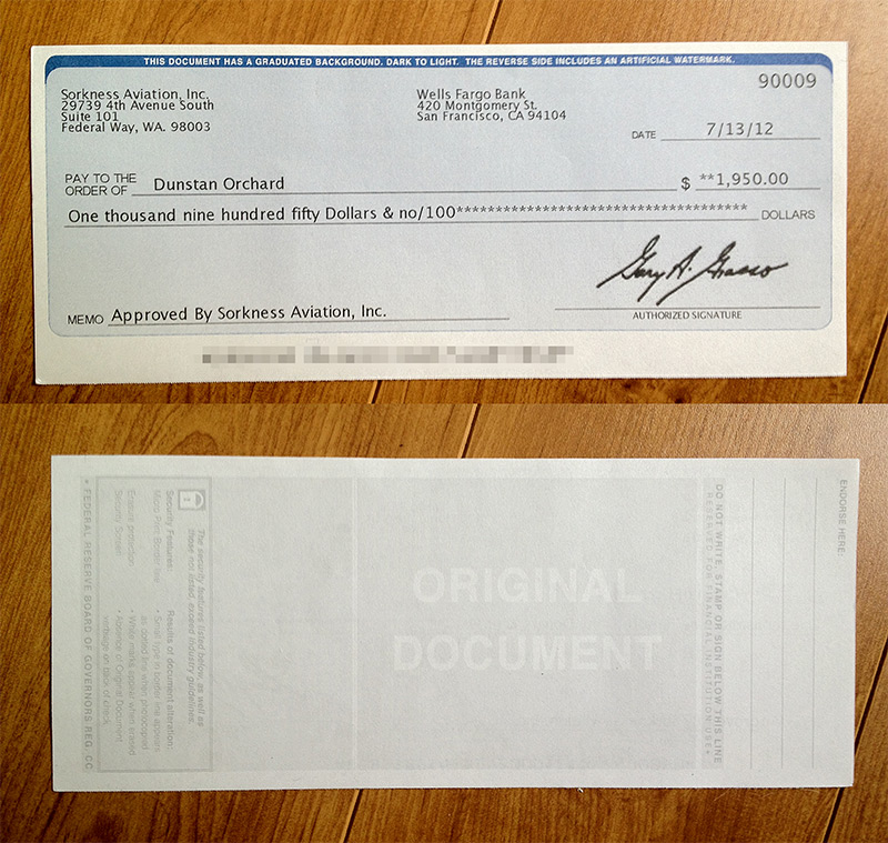 how to print a notice on the back of a personal check