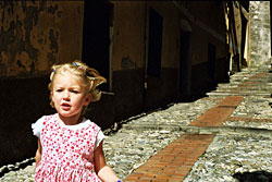 A young girl, running