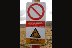 Military warning sign on the moor