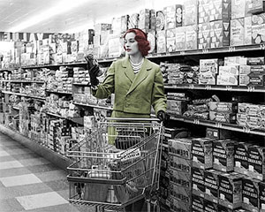 A lady shopping in a supermarket